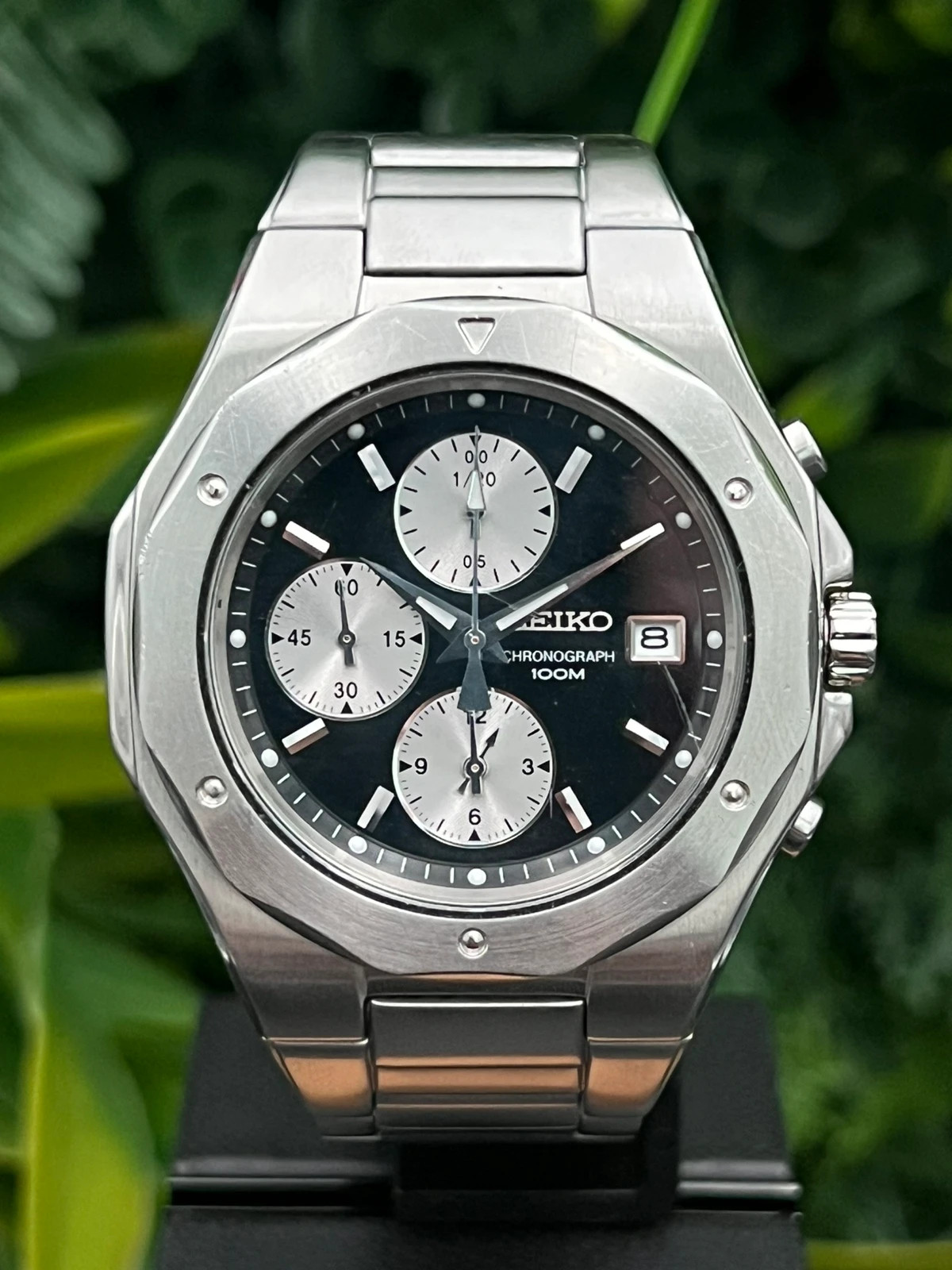 Vintage Seiko Chronograph Royal Oak Reversed Panda Genta Style Full-set 7T92-0FW0 (est 2005)